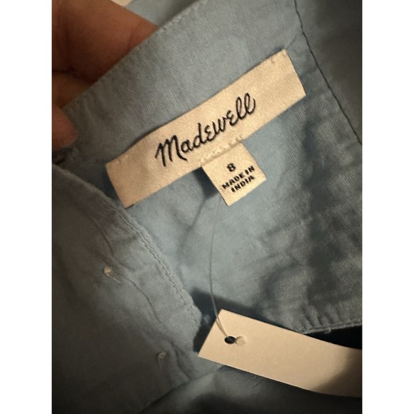 MADEWELL Poplin Cutout-Back Empire Midi Dress Sz 8 Tropical Sky Blue NWT $128 - Picture 12 of 14